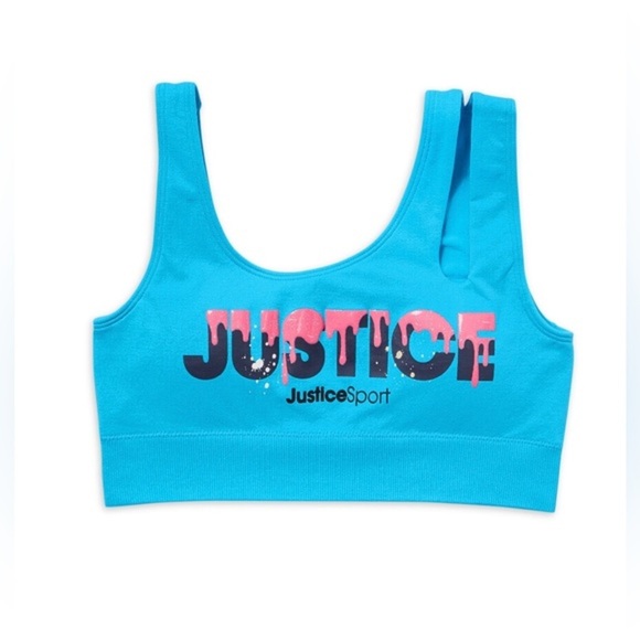 Justice Girls 2pack‎ blue & black Spandex graphic prints Cutout Bra size 30 new - Picture 3 of 12